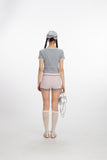Nariele - Sweet Bear Tee | Fitted Lace-Trim Crop