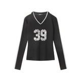 HeyHenry - Lace Fusion | V-hals cropped T-shirt met lange mouwen