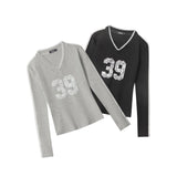 HeyHenry - Lace Fusion | V-hals cropped T-shirt met lange mouwen