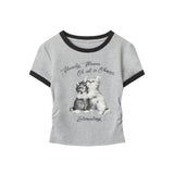 Nariele - Geometric Cat Print | Cropped Tee