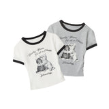 Nariele - Geometric Cat Print | Cropped Tee