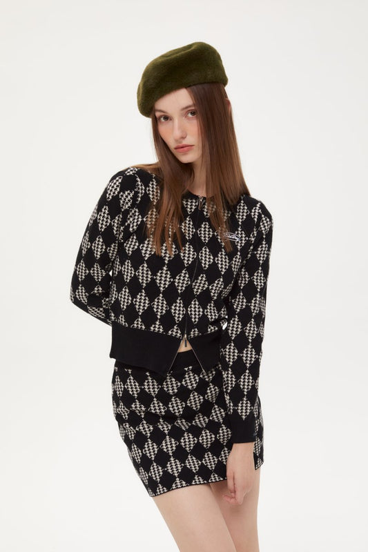 Nariele - Retro Fusion | Zip-Up Knit Cardigan & Slim Skirt Set