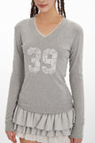 HeyHenry - Lace Fusion | V-hals cropped T-shirt met lange mouwen