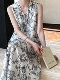 New Open Original - Garden Ease Dress | Vintage Tie-Back Vest Midi