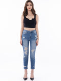 LongYing – Distressed High-Waist Cropped Jeans | Stretch Skinny Fit