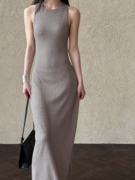 New Open Original – Cécile Vintage Plaid Maxi | Sleeveless French-Waist Dress