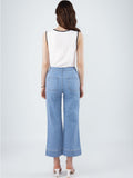 LongYing – High-Waist Cropped Straight Jeans | Stretch Fit with Vintage Wash
