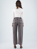 LongYing – Plus Size High-Waist Straight-Leg Jeans | Washed Grey Denim