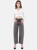 LongYing – Plus Size High-Waist Straight-Leg Jeans | Washed Grey Denim