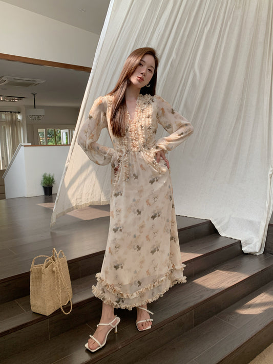 New Open Original - Ruffle Bloom Midi | French Tea Dress