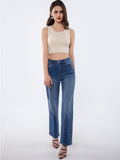 LongYing – High-Waist Wide-Leg Jeans | Washed Vintage Street Style