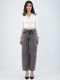 LongYing – Plus Size High-Waist Straight-Leg Jeans | Washed Grey Denim