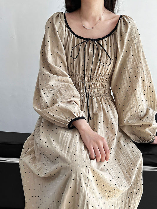 New Open Original - Soft Dot Midi | Sweet Waist-Tie Dress