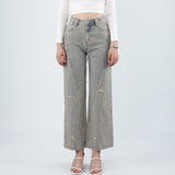 LongYing – High-Waist Wide-Leg Jeans | Distressed Vintage Denim
