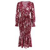 Aestorae – Linda | Printed Belted V-Neck Maxi Dress