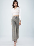 LongYing – High-Waist Wide-Leg Jeans | Distressed Vintage Denim