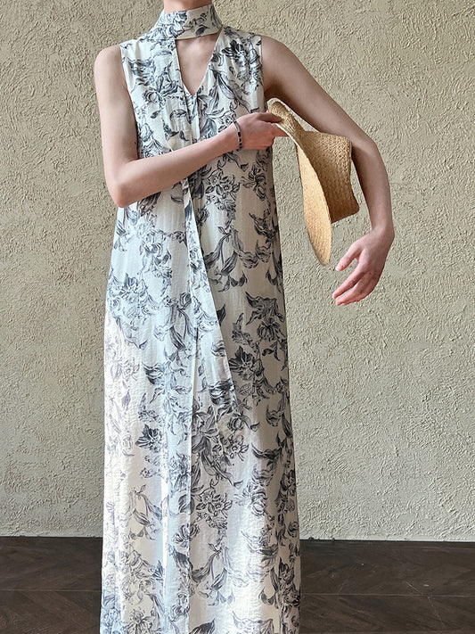 New Open Original - Garden Ease Dress | Vintage Tie-Back Vest Midi