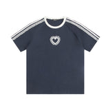 Nariele - Heart Lace Embroidery Tee | Unisex Loose Fit