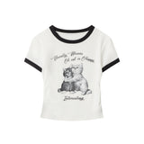 Nariele - Geometric Cat Print | Cropped Tee