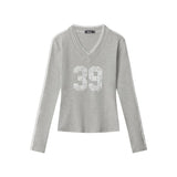 HeyHenry - Lace Fusion | V-hals cropped T-shirt met lange mouwen